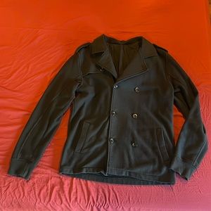 Men’s Vans Hoodie Black Pea Coat Jacket - M Cotton stretch